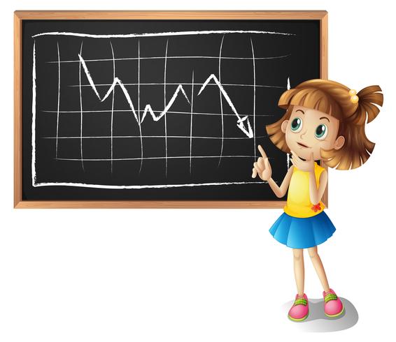 Girl explaining line graph vector