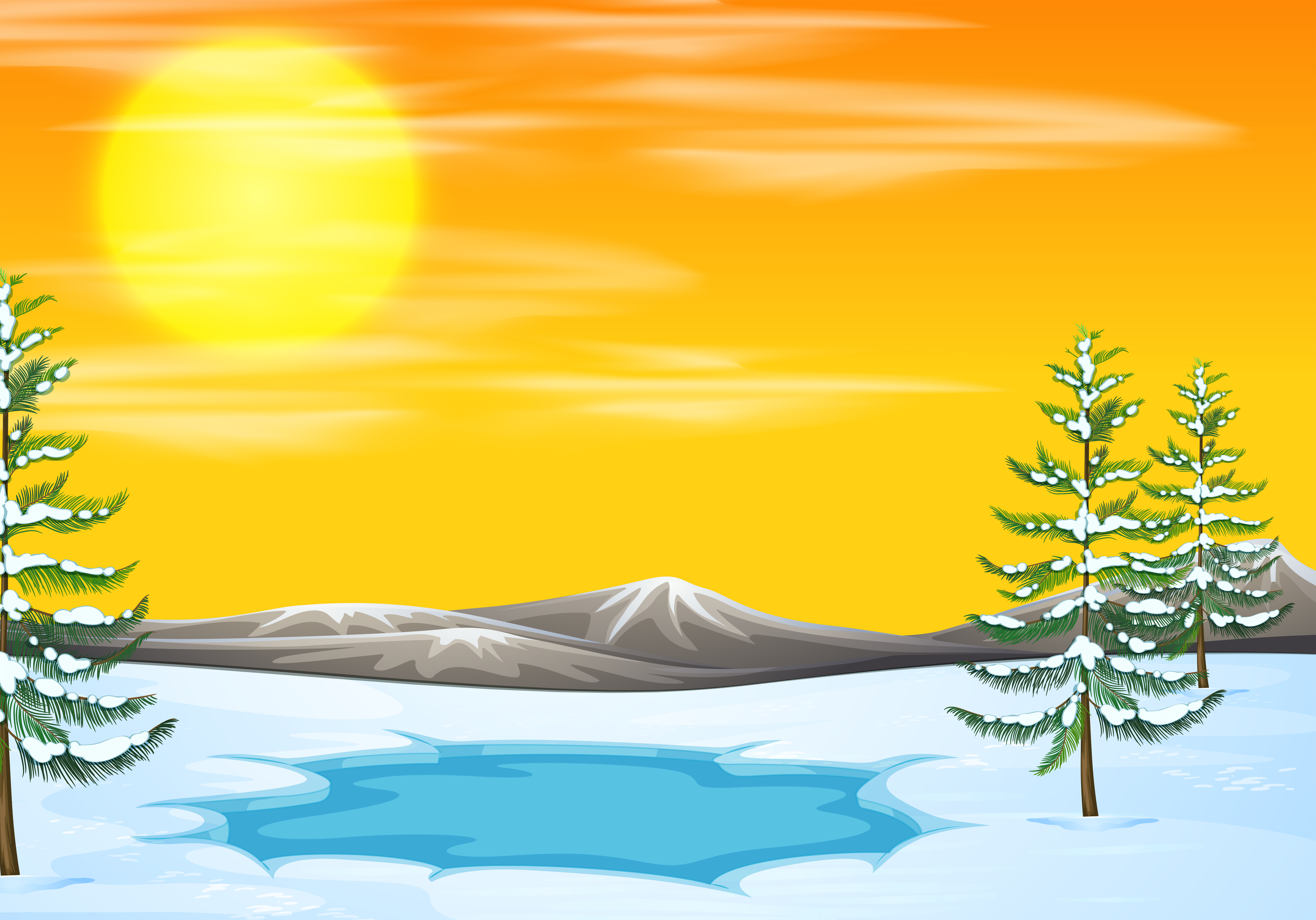 Download Snow scene at sunset - Download Free Vectors, Clipart ...