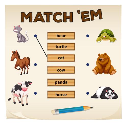 Matching game with cute animals vector