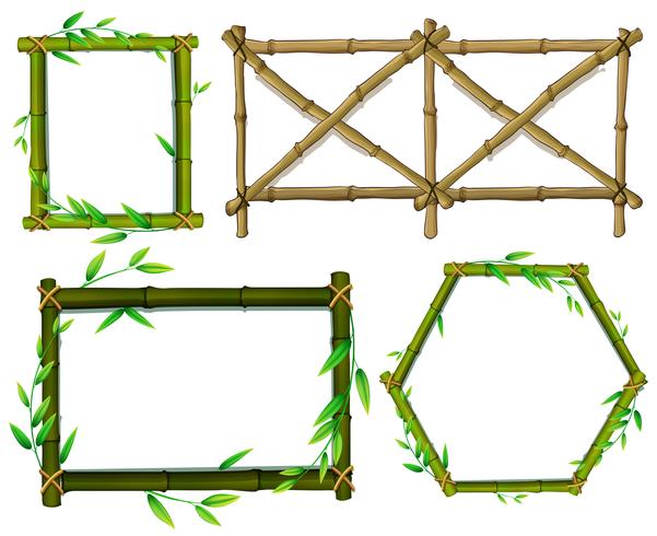 Green and brown bamboo frames vector