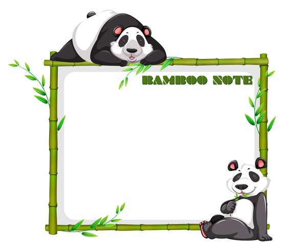 Border design with bamboo and panda vector