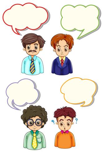 Four men and speech bubbles vector