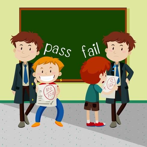Opposite words for pass and fail vector