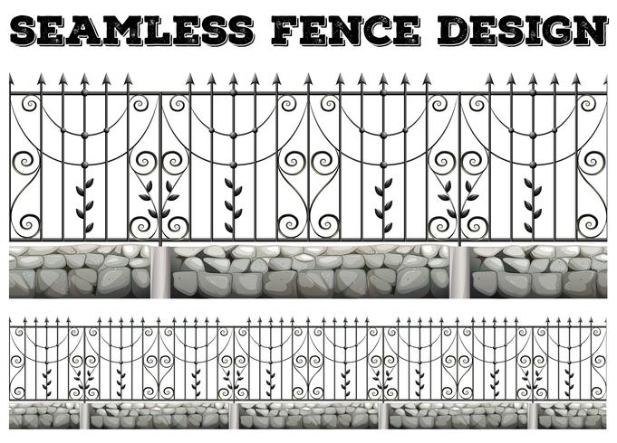 Seamless fence design with metal fence vector