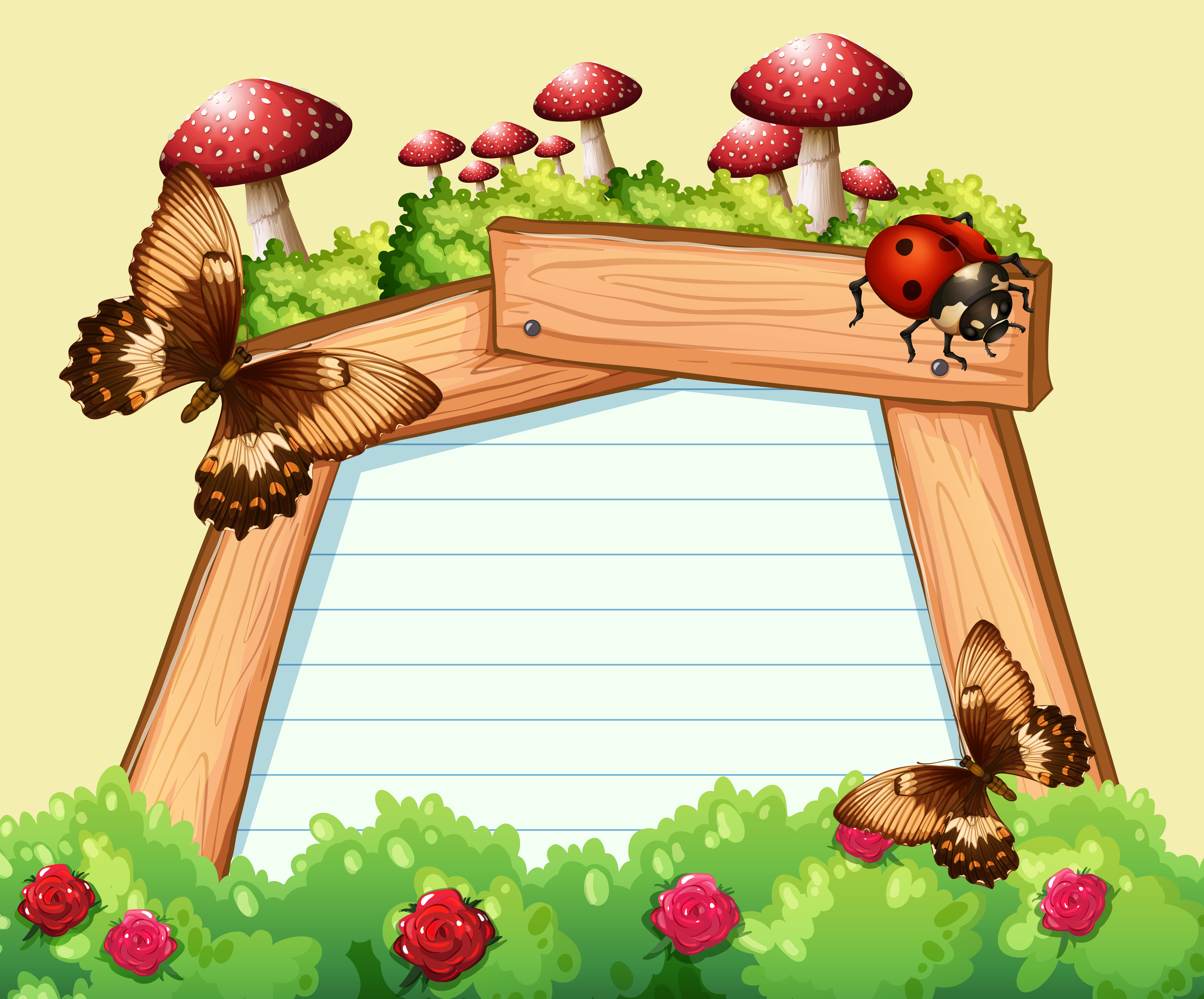 Download Border template with bugs and roses - Download Free ...