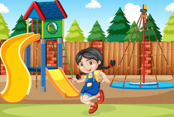 A girl at playground vector