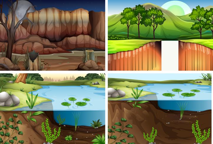 Set of different nature scene vector