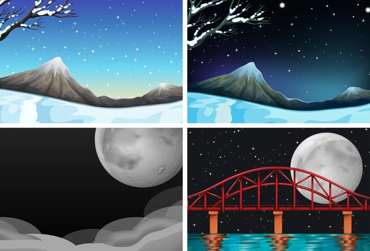 Set of different beautiful nature scenes vector