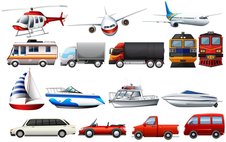 Diferentes tipos de transportes. vector