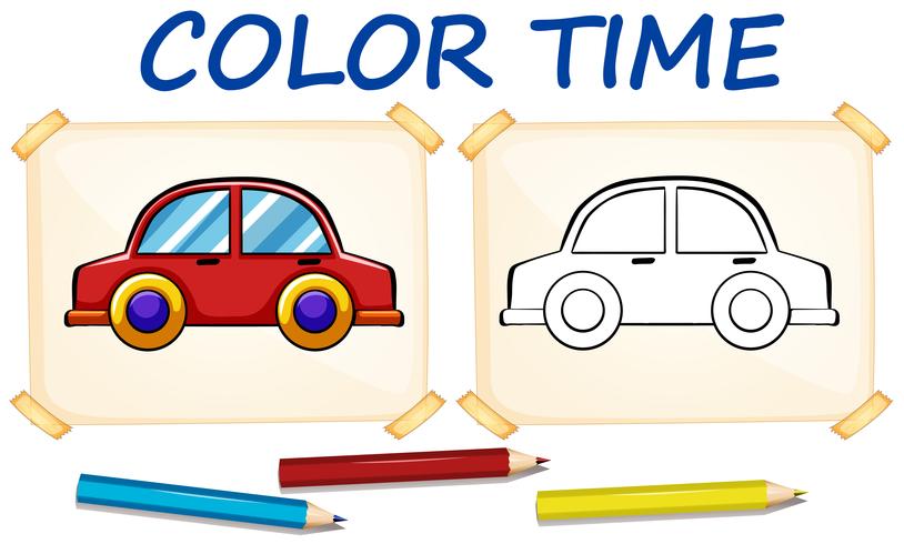 Plantilla para colorear con coche vector