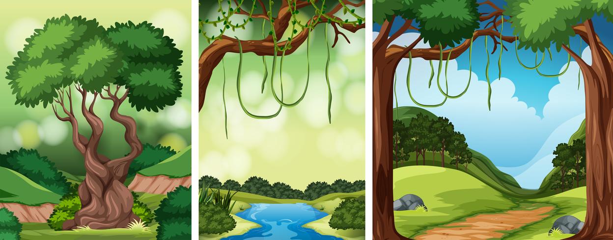 Set of nature landscape vector