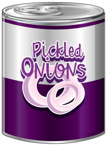 Pickled onions in aluminum can vector