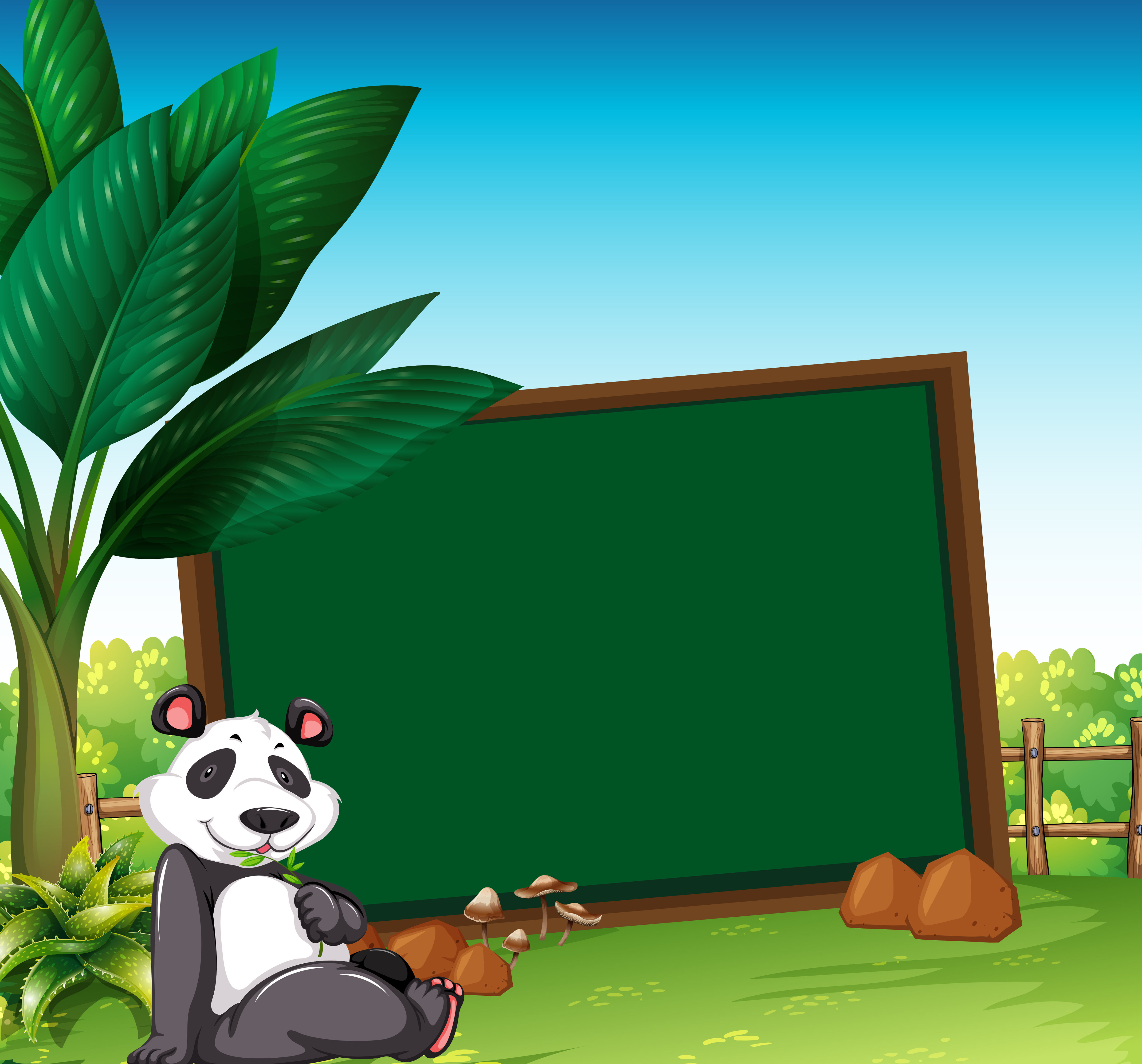 Border template with panda in the field 448150 Vector Art at Vecteezy