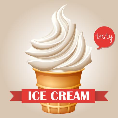 Soft icecream on cone vector