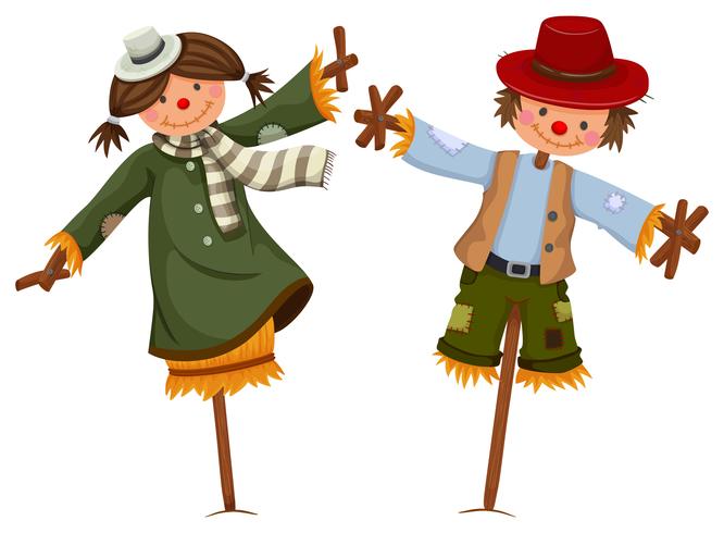Scarecrows dressed like girl and boy vector