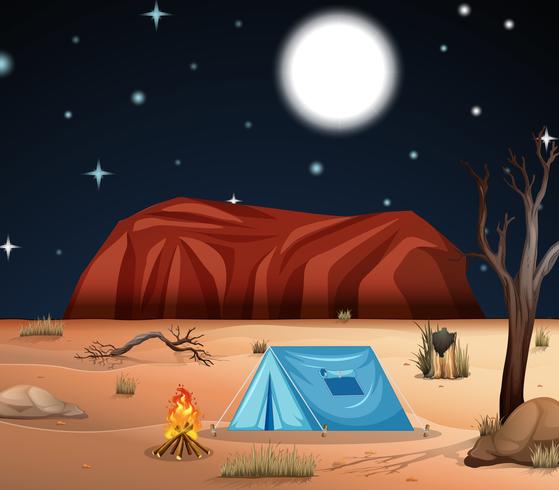 Camping in the desert vector