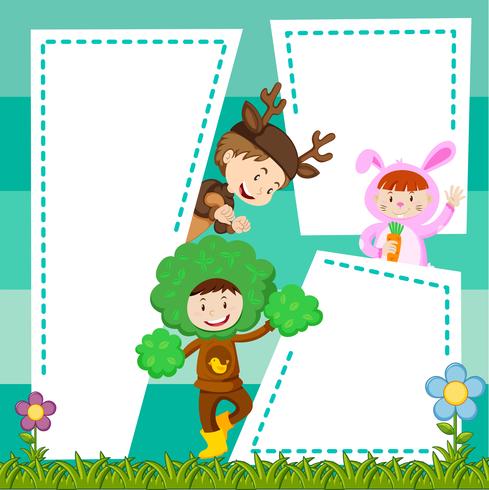 Border template with kids in costume vector