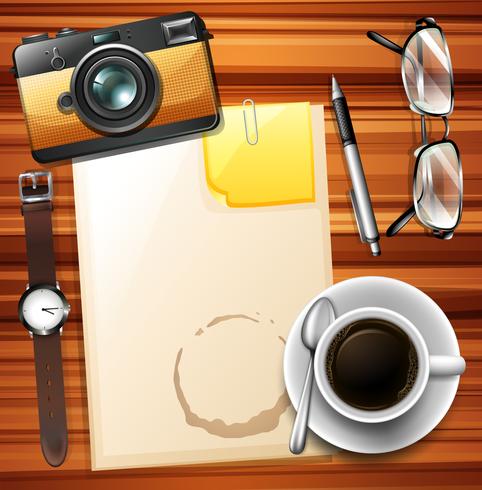 Blank paper and hot coffee vector
