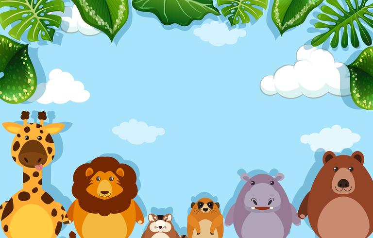 Background template with wild animals vector