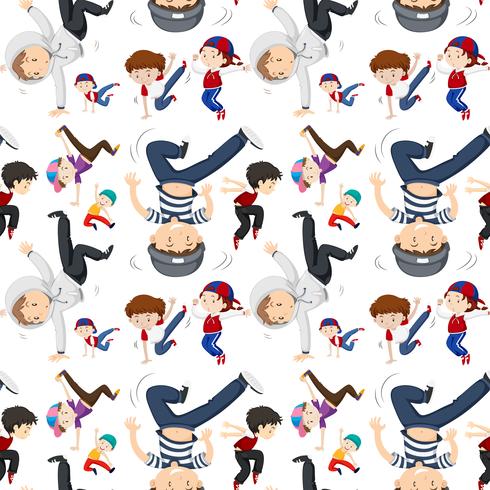 Seamless background template with kids dancing vector