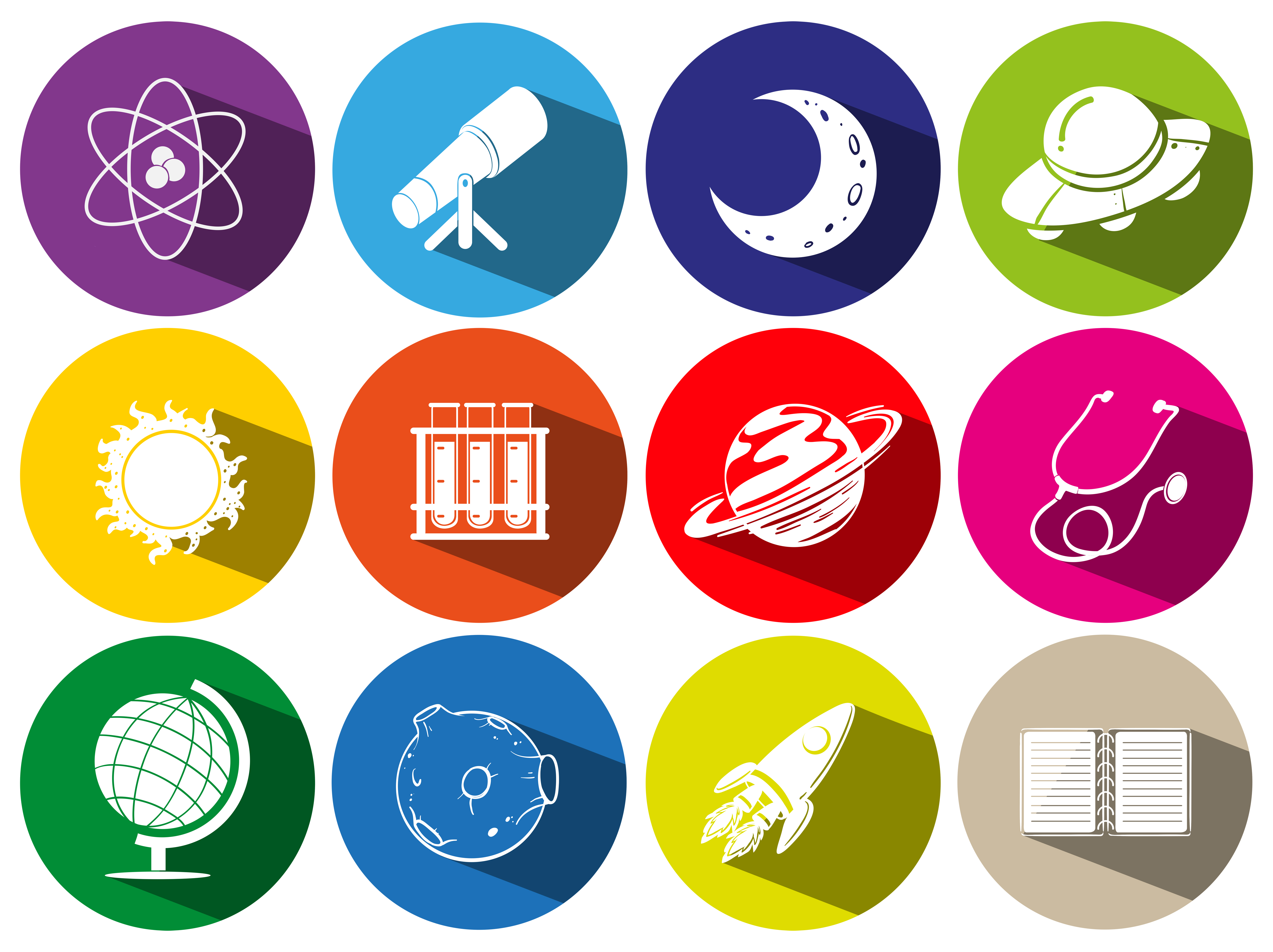 Round icons  with sciece symbols  448245 Vector Art at Vecteezy