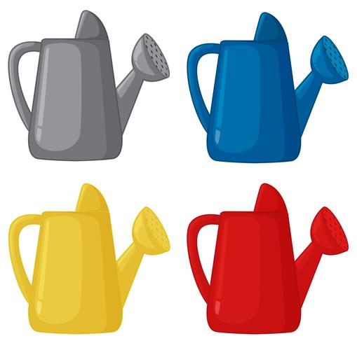 Set of watering can different colour vector