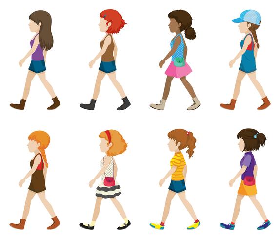 Teenagers without faces walking vector