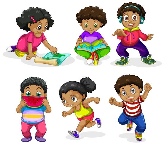 Conjunto de niños africanos vector