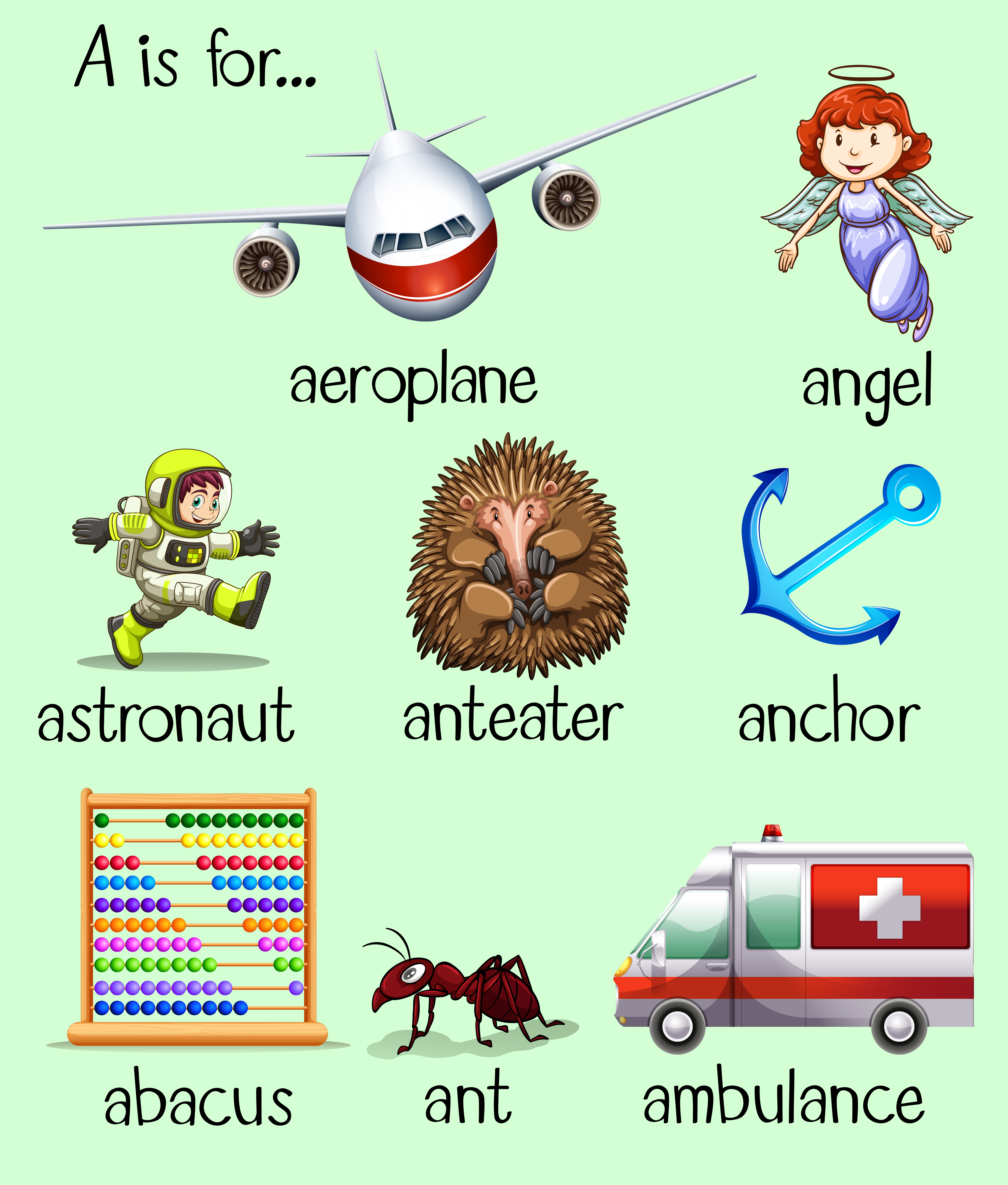 Poster of many words begins with letter A 448317 Vector Art at Vecteezy