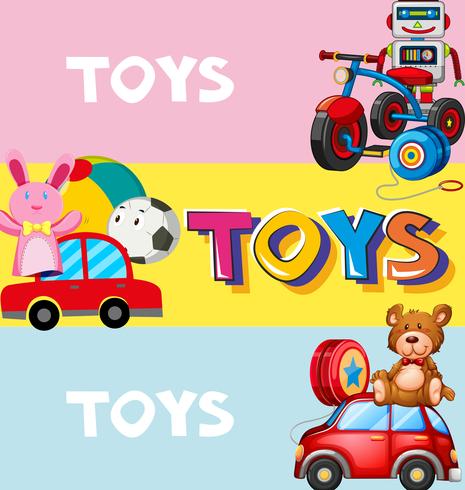 Poster design with toys in background vector