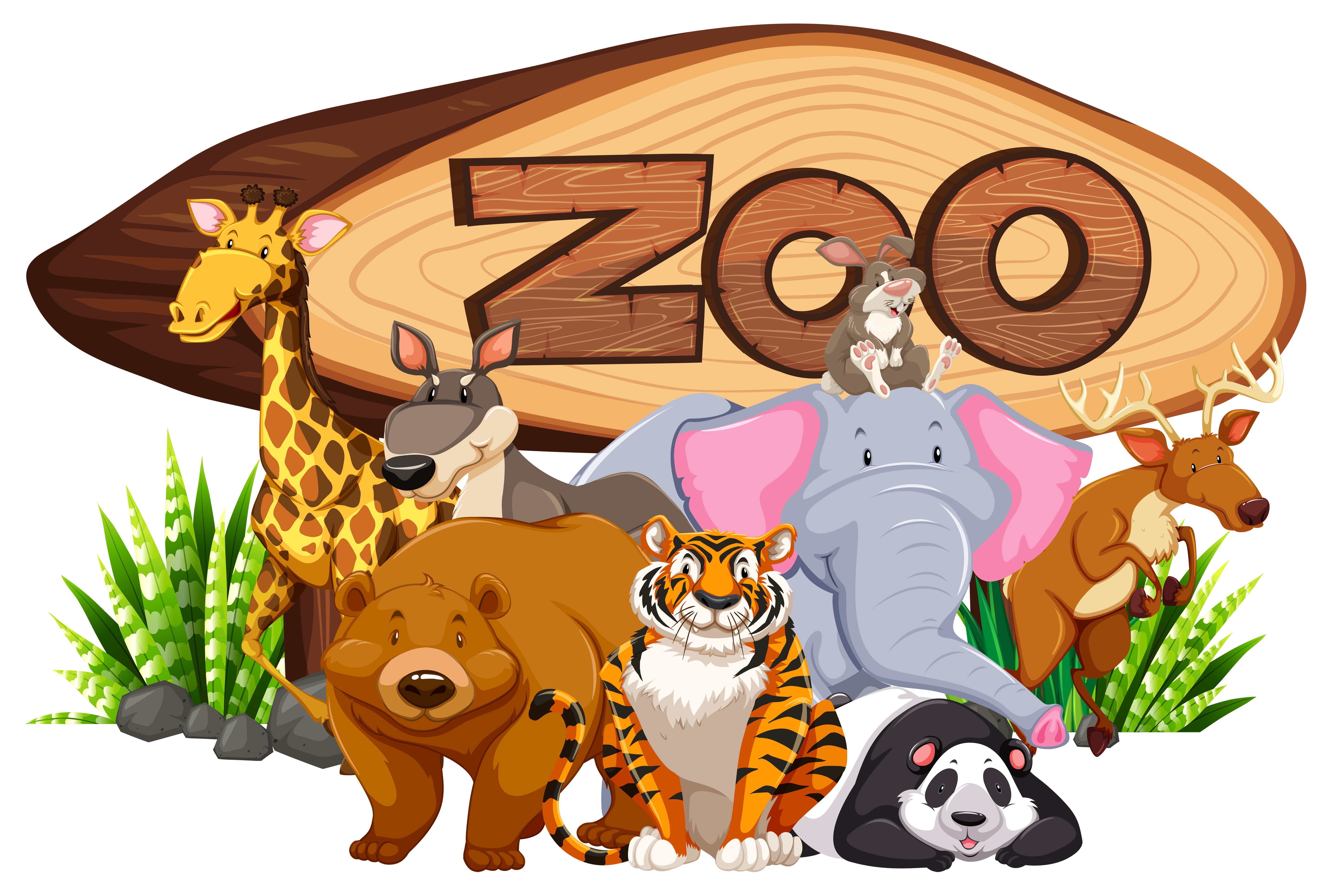 Wild animals by the zoo sign 448384 Vector Art at Vecteezy