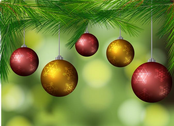 Background with christmas balls on the tree vector