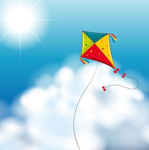 Background scene with kite in the sky vector