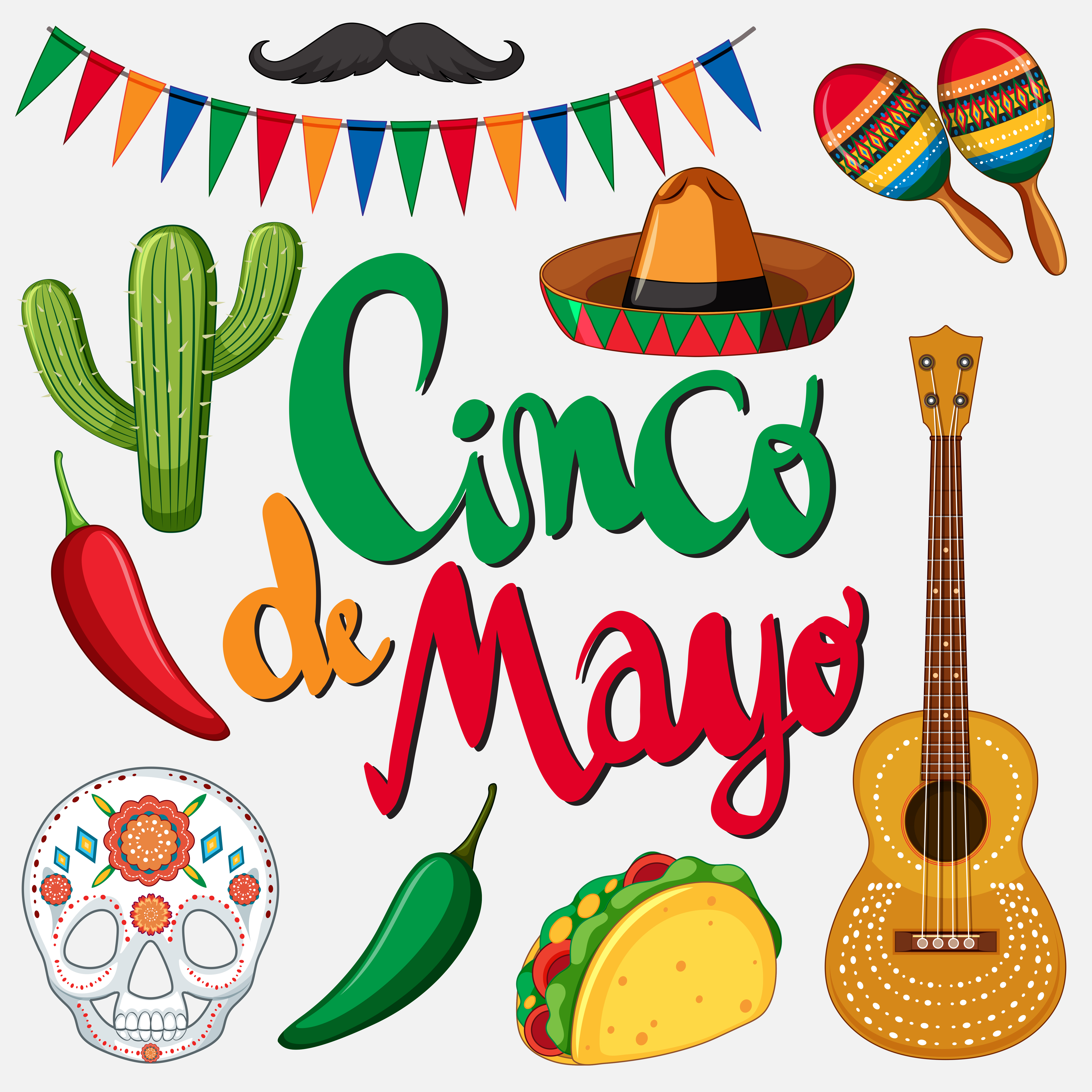 Cinco de mayo card template with mexican hat and food 448478 Vector Art