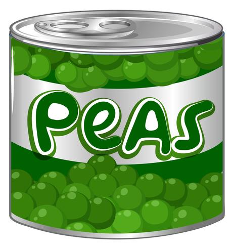 Fresh peas in aluminum can vector