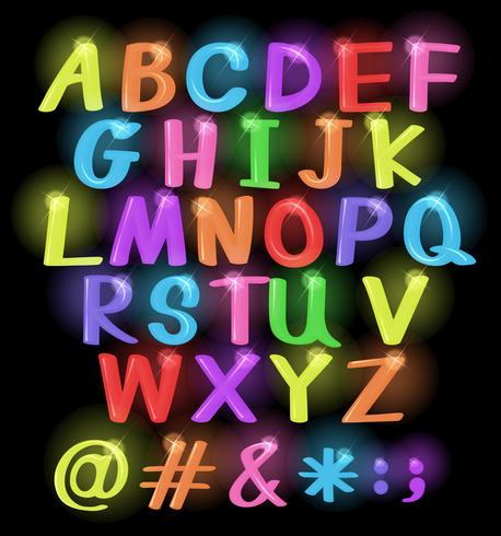 Neon coloured letters vector