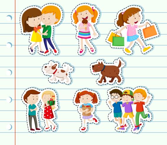 Sticker design with family and friends vector