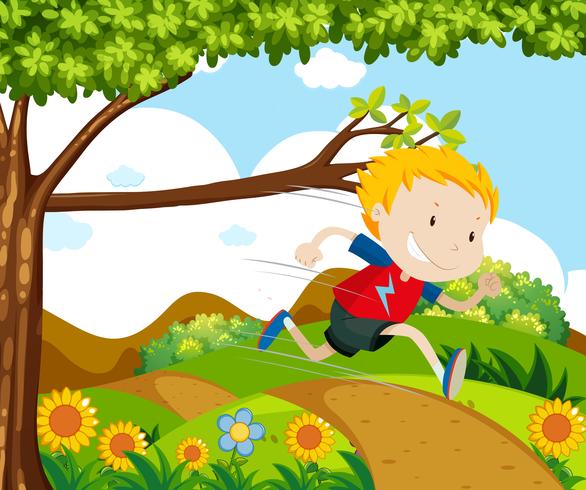 Boy running in the park vector