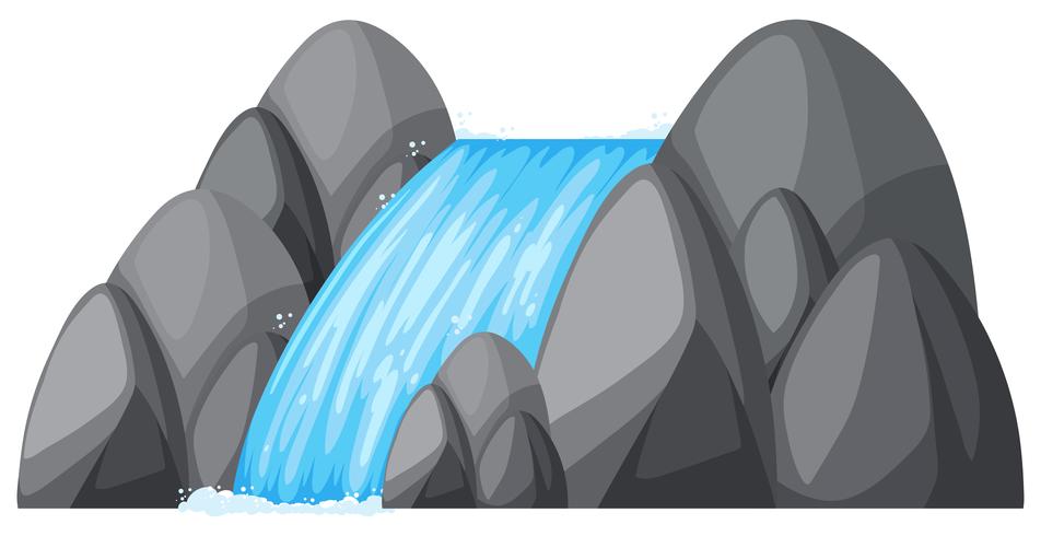 Small waterfall on the rocks vector
