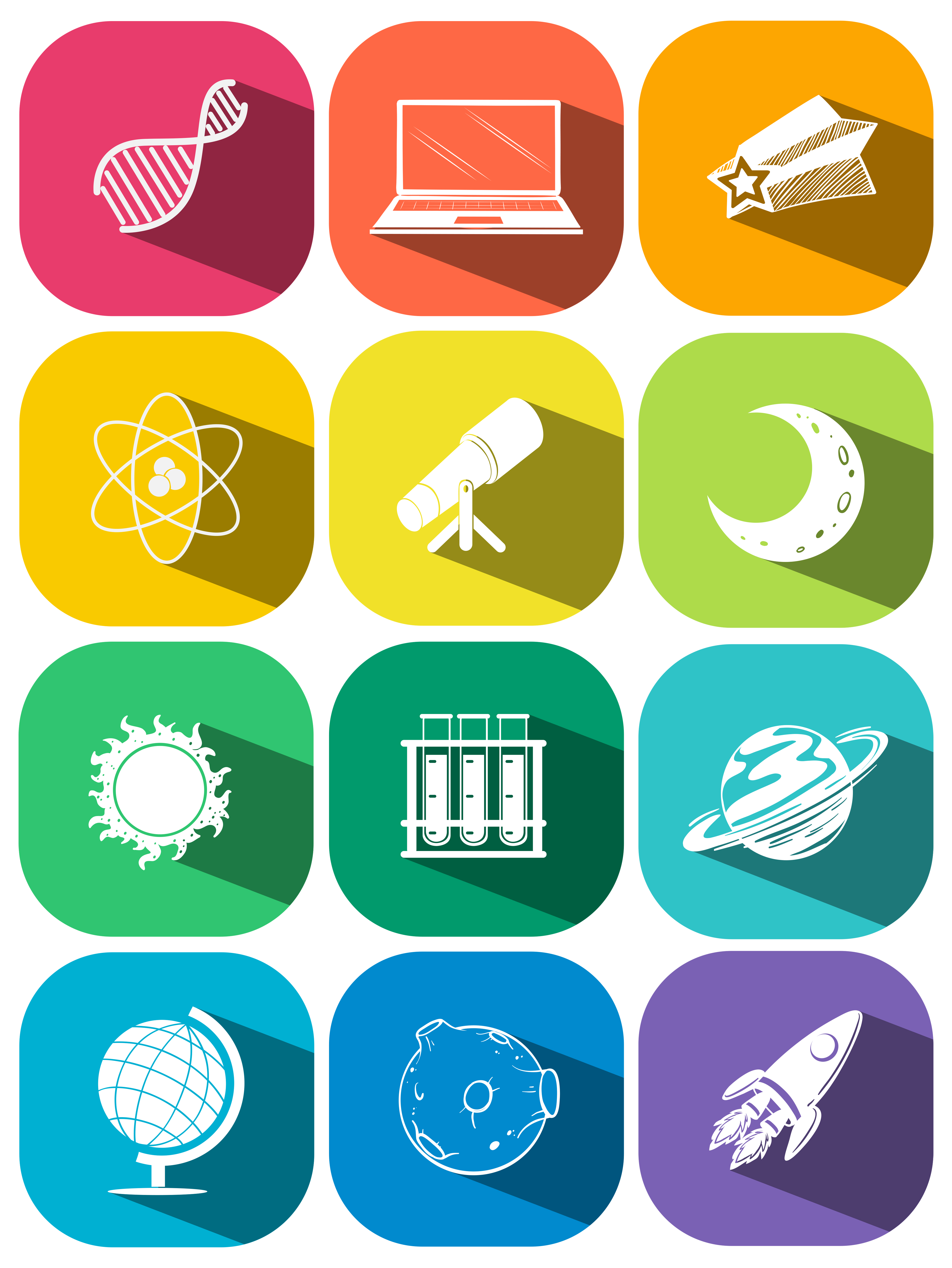 Science symbols on color icons 448618 Vector Art at Vecteezy