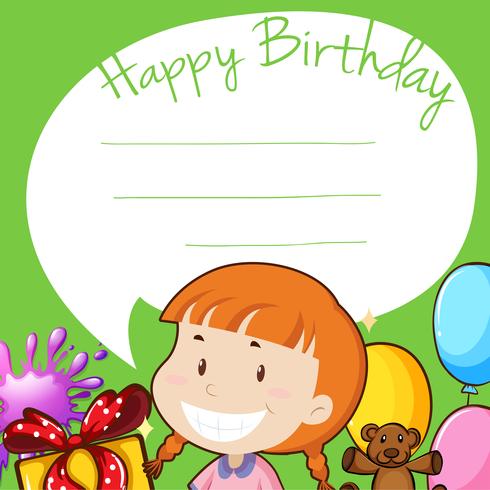 Border design with girl on birthday vector