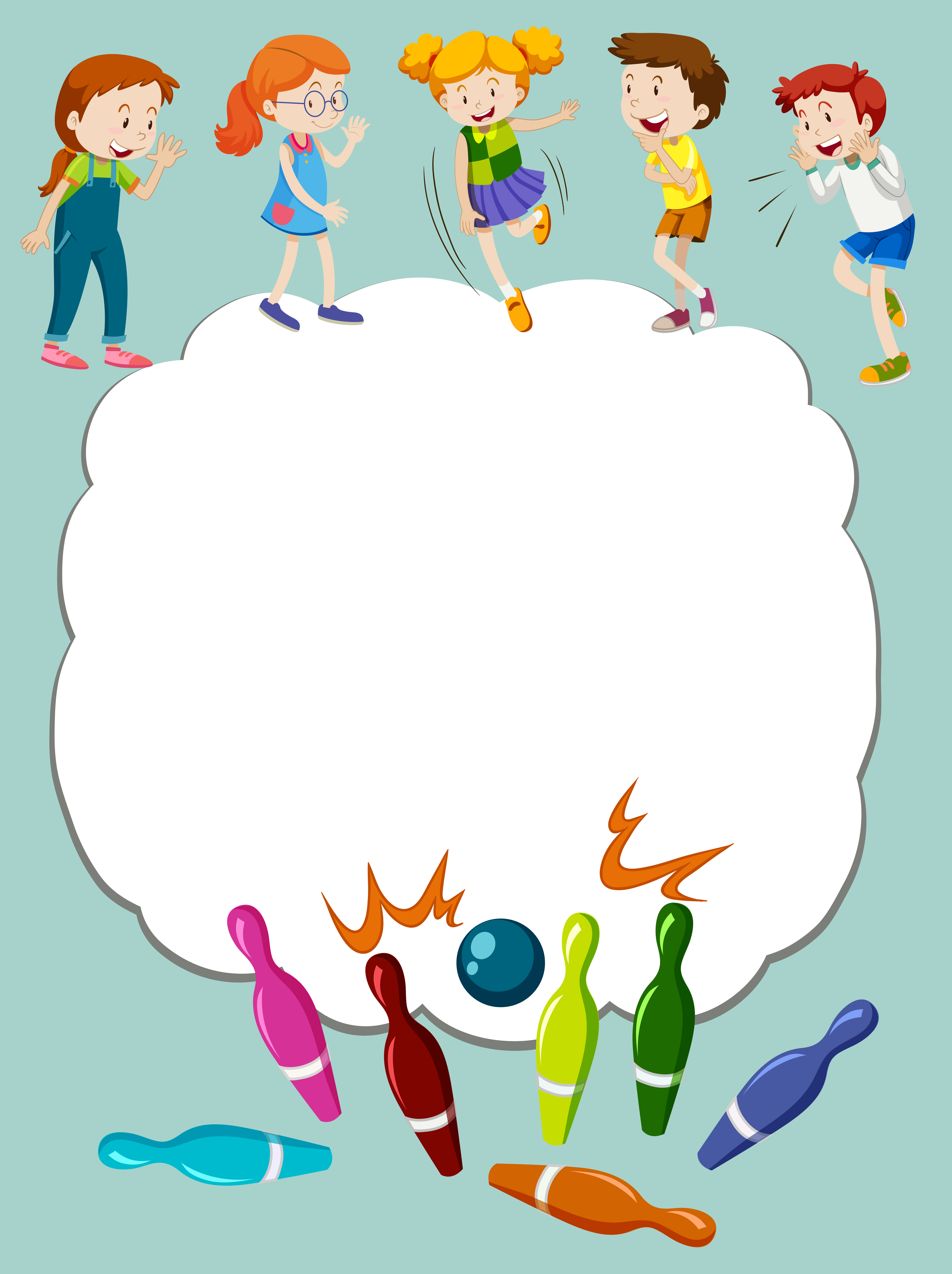 Border template with kids bowling 448629 Vector Art at Vecteezy
