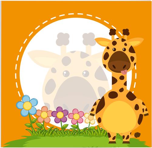 Border template with giraffe in garden vector