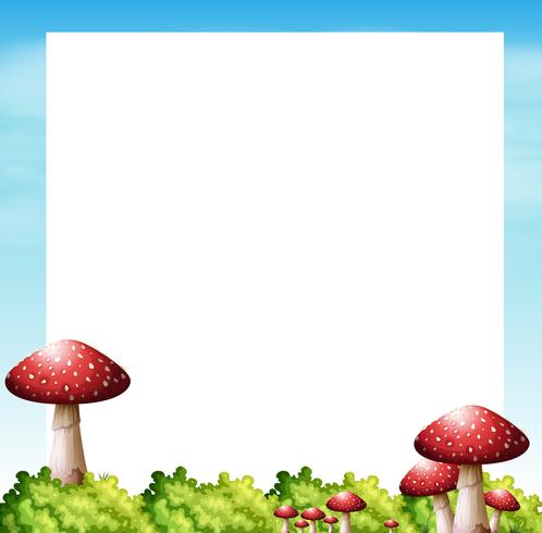 Border design with mushrooms and bush vector