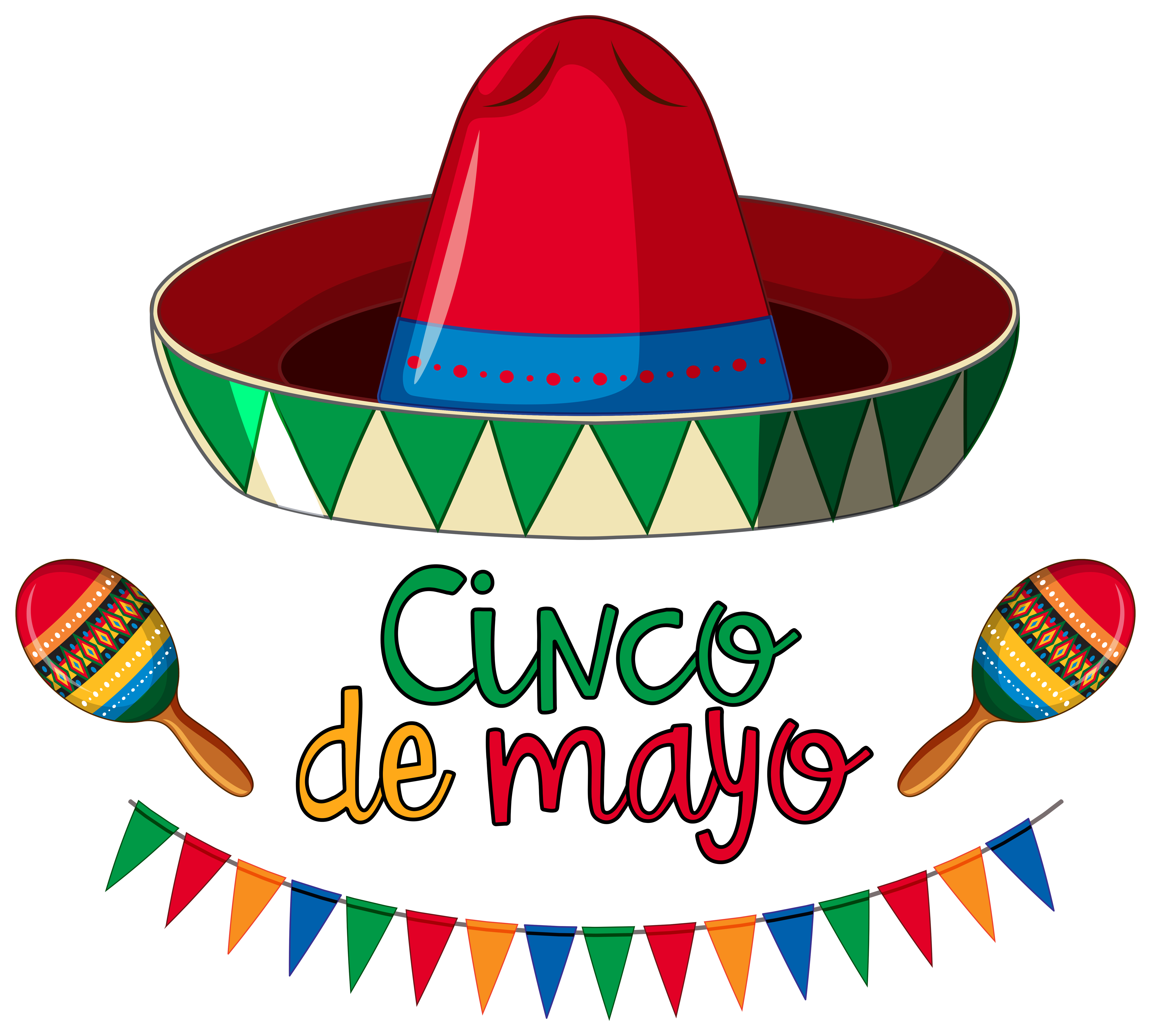 Cinco de mayo card template with red hat and colorful flags 448659
