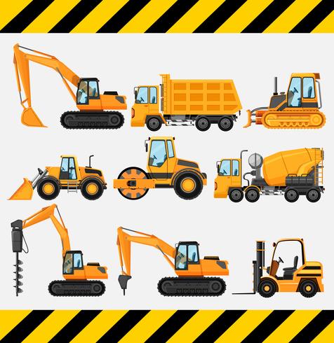 Different types of construction trucks vector