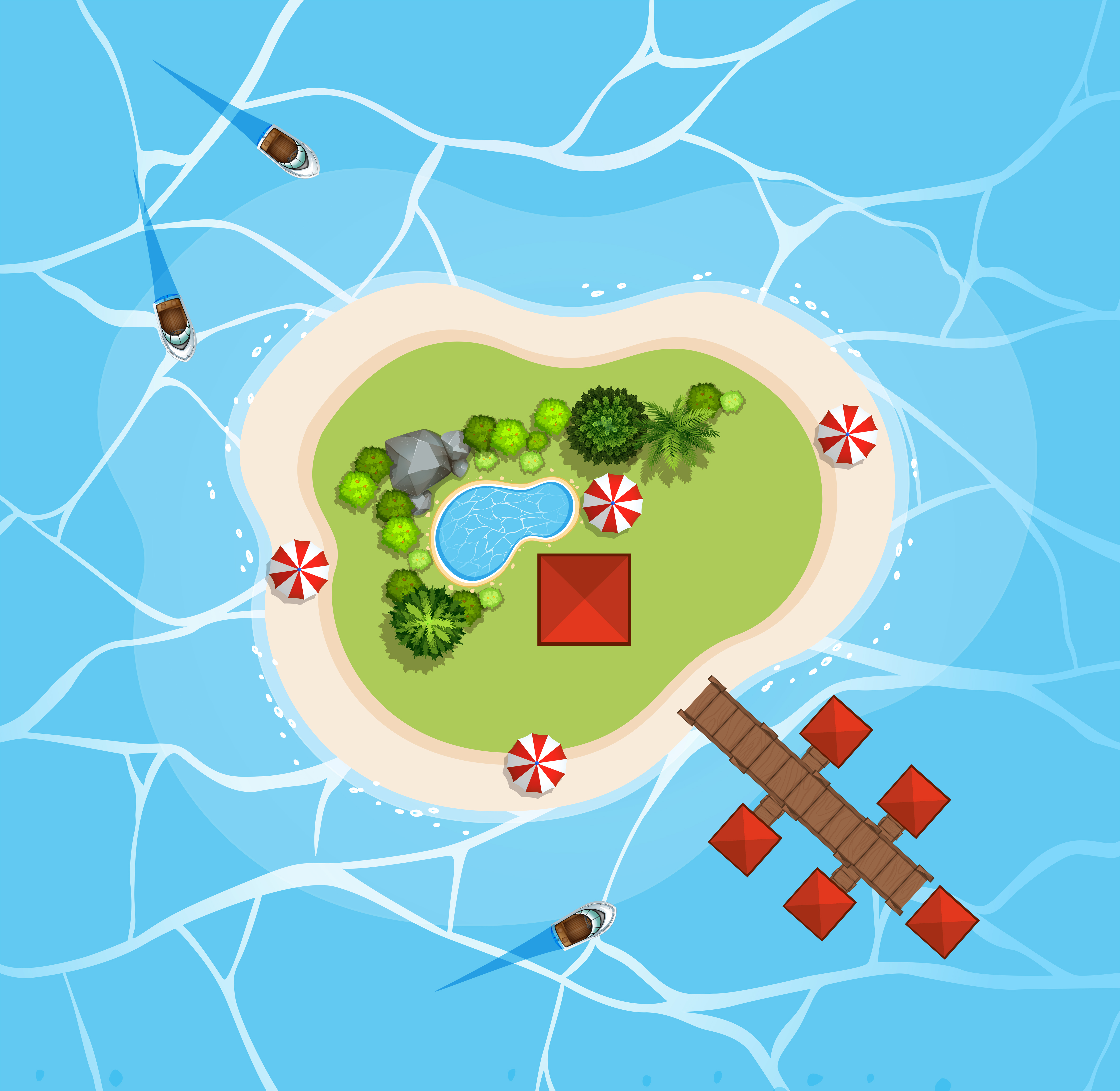 Aerial view of island in the sea 448686 Vector Art at Vecteezy