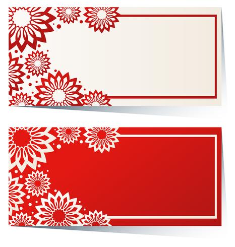 Dos etiquetas rectangulares en rojo y blanco. vector