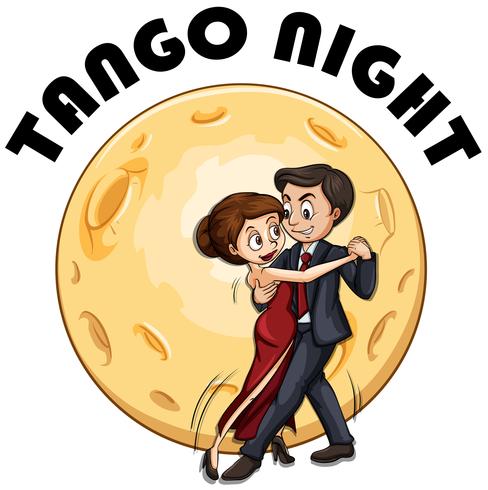 Pareja bailando en la noche de luna llena vector