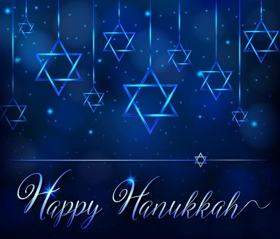 Plantilla de tarjeta de feliz Hanukkah con el símbolo de estrella azul vector